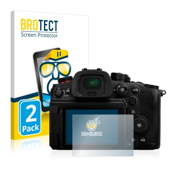 Vorderseite einer Produktverpackung mit dem Markenlogo BROTECT. Daneben ist das Gerät Panasonic Lumix DC-GH6 mit dem zugehörig