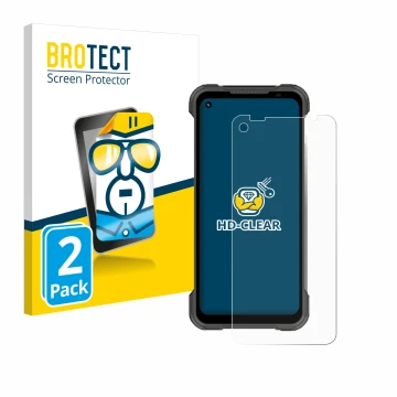 Vorderseite einer Produktverpackung mit dem Markenlogo BROTECT. Daneben ist das Gerät Doogee S97 Pro mit dem zugehörigen Displ