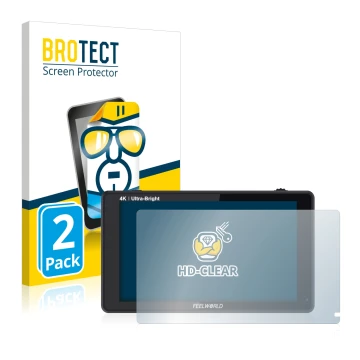Vorderseite einer Produktverpackung mit dem Markenlogo BROTECT. Daneben ist das Gerät Feelworld LUT6 6