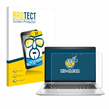 Vorderseite einer Produktverpackung mit dem Markenlogo BROTECT. Daneben ist das Gerät HP ProBook x360 435 G8 mit dem zugehörig