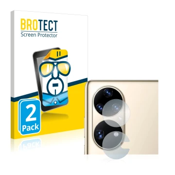 Vorderseite einer Produktverpackung mit dem Markenlogo BROTECT. Daneben ist das Gerät Huawei P50 Pro (NUR Kameraschutz) mit de