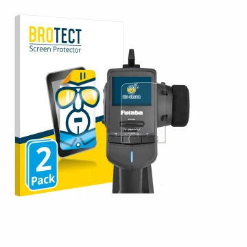 Vorderseite einer Produktverpackung mit dem Markenlogo BROTECT. Daneben ist das Gerät Futaba T3PV mit dem zugehörigen Displays