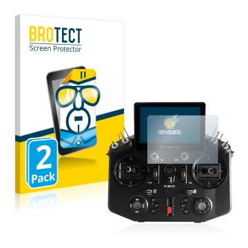 Vorderseite einer Produktverpackung mit dem Markenlogo BROTECT. Daneben ist das Gerät FrSky Tandem X20 mit dem zugehörigen Dis