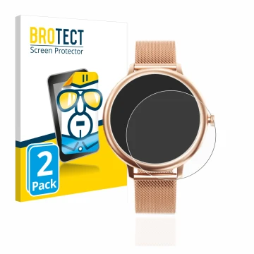 Vorderseite einer Produktverpackung mit dem Markenlogo BROTECT. Daneben ist das Gerät Naixues Smartwatch CF80 1.08