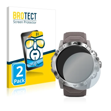 Vorderseite einer Produktverpackung mit dem Markenlogo BROTECT. Daneben ist das Gerät Coros Vertix 2 mit dem zugehörigen Displ