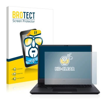 Vorderseite einer Produktverpackung mit dem Markenlogo BROTECT. Daneben ist das Gerät ASUS ProArt StudioBook Pro 16 OLED mit d