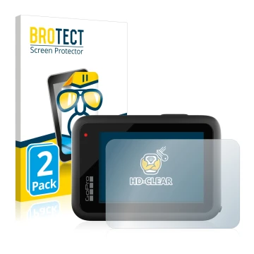 Vorderseite einer Produktverpackung mit dem Markenlogo BROTECT. Daneben ist das Gerät GoPro Hero 10 Black mit dem zugehörigen 