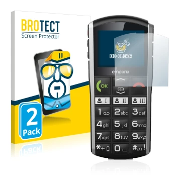 Vorderseite einer Produktverpackung mit dem Markenlogo BROTECT. Daneben ist das Gerät Emporia Simplicity mit dem zugehörigen D