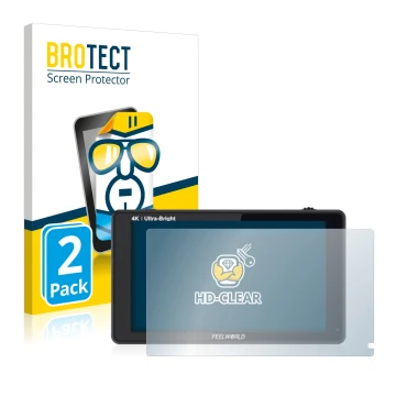 Vorderseite einer Produktverpackung mit dem Markenlogo BROTECT. Daneben ist das Gerät Feelworld LUT6S 6
