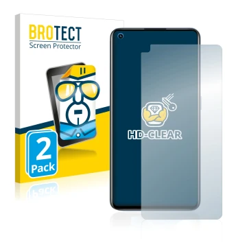 Vorderseite einer Produktverpackung mit dem Markenlogo BROTECT. Daneben ist das Gerät realme GT Neo 2 mit dem zugehörigen Disp