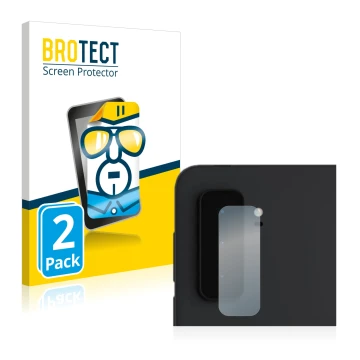 Vorderseite einer Produktverpackung mit dem Markenlogo BROTECT. Daneben ist das Gerät Microsoft Surface Duo 2 (NUR Kameraschut