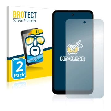 Vorderseite einer Produktverpackung mit dem Markenlogo BROTECT. Daneben ist das Gerät Motorola Moto E40 mit dem zugehörigen Di