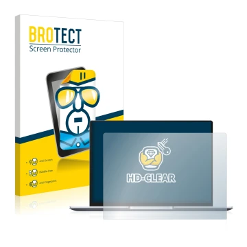 Vorderseite einer Produktverpackung mit dem Markenlogo BROTECT. Daneben ist das Gerät Huawei MateBook 14 2021 mit dem zugehöri