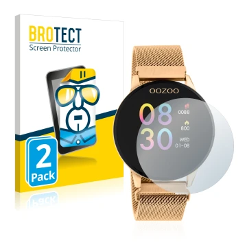 Vorderseite einer Produktverpackung mit dem Markenlogo BROTECT. Daneben ist das Gerät Oozoo Q00117 mit dem zugehörigen Display