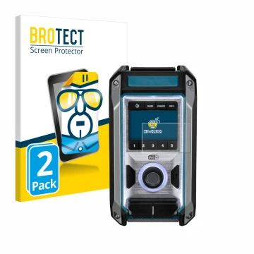 Vorderseite einer Produktverpackung mit dem Markenlogo BROTECT. Daneben ist das Gerät Makita DMR115 mit dem zugehörigen Displa
