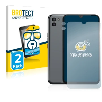 Vorderseite einer Produktverpackung mit dem Markenlogo BROTECT. Daneben ist das Gerät Gigaset GS5 (Display+Kamera) mit dem zug