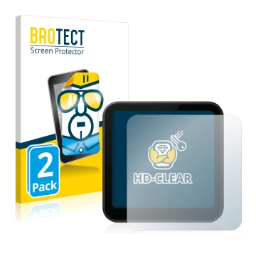 Vorderseite einer Produktverpackung mit dem Markenlogo BROTECT. Daneben ist das Gerät DJI Action 2 mit dem zugehörigen Display