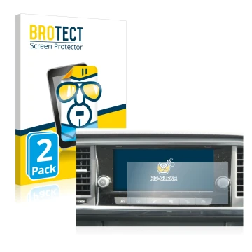 Vorderseite einer Produktverpackung mit dem Markenlogo BROTECT. Daneben ist das Gerät Seat Ateca 2021 Media System 8.25