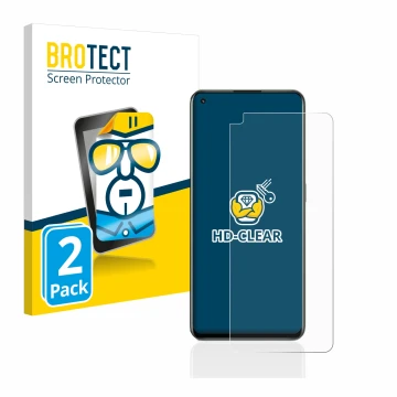 Vorderseite einer Produktverpackung mit dem Markenlogo BROTECT. Daneben ist das Gerät realme GT 2 Pro mit dem zugehörigen Disp