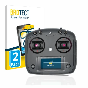 Vorderseite einer Produktverpackung mit dem Markenlogo BROTECT. Daneben ist das Gerät FlySky FS-i6S mit dem zugehörigen Displa