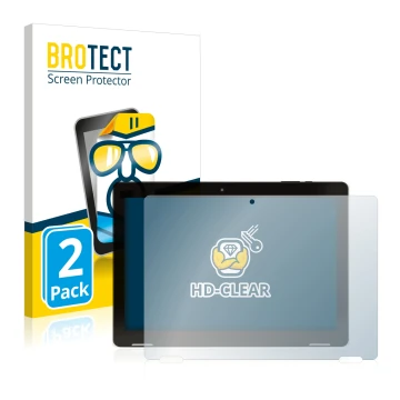 Vorderseite einer Produktverpackung mit dem Markenlogo BROTECT. Daneben ist das Gerät Hannspree Pad Apollo 2 mit dem zugehörig