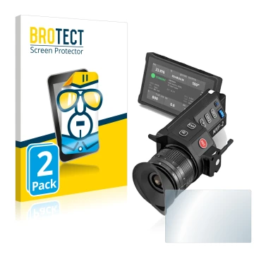 Vorderseite einer Produktverpackung mit dem Markenlogo BROTECT. Daneben ist das Gerät Arri MVF-2 mit dem zugehörigen Displaysc