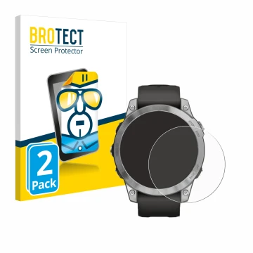 Vorderseite einer Produktverpackung mit dem Markenlogo BROTECT. Daneben ist das Gerät Garmin Fenix 7 (47 mm) mit dem zugehörig