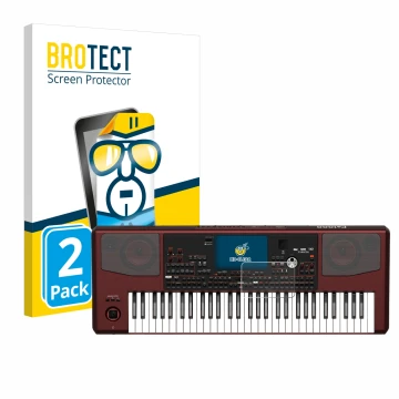 Vorderseite einer Produktverpackung mit dem Markenlogo BROTECT. Daneben ist das Gerät KORG Pa1000 mit dem zugehörigen Displays