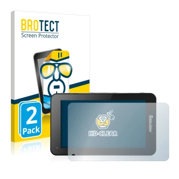 Vorderseite einer Produktverpackung mit dem Markenlogo BROTECT. Daneben ist das Gerät Desview R6 UHB 5.5