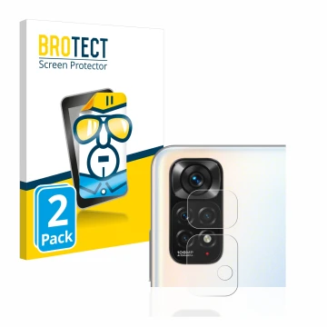 Vorderseite einer Produktverpackung mit dem Markenlogo BROTECT. Daneben ist das Gerät Xiaomi Redmi Note 11S (NUR Kameraschutz)