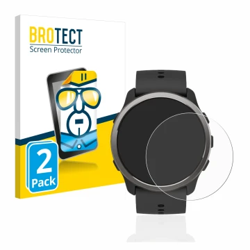 Vorderseite einer Produktverpackung mit dem Markenlogo BROTECT. Daneben ist das Gerät Suunto 5 Peak mit dem zugehörigen Displa