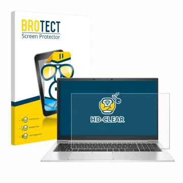 Vorderseite einer Produktverpackung mit dem Markenlogo BROTECT. Daneben ist das Gerät HP EliteBook 850 G8 mit dem zugehörigen 