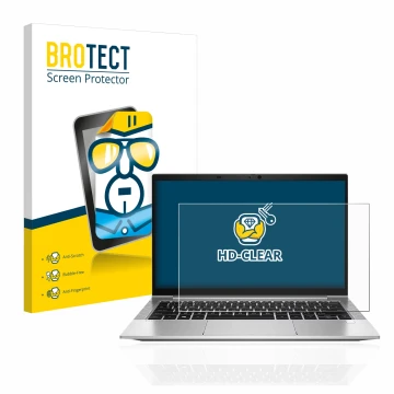 Vorderseite einer Produktverpackung mit dem Markenlogo BROTECT. Daneben ist das Gerät HP EliteBook 830 G8 mit dem zugehörigen 