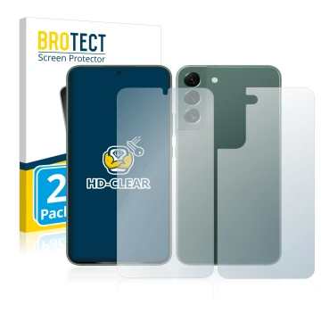 Vorderseite einer Produktverpackung mit dem Markenlogo BROTECT. Daneben ist das Gerät Samsung Galaxy S22 Plus 5G (Display+Rück