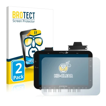 Vorderseite einer Produktverpackung mit dem Markenlogo BROTECT. Daneben ist das Gerät Convergent Design Odyssey 7Q+ mit dem zu