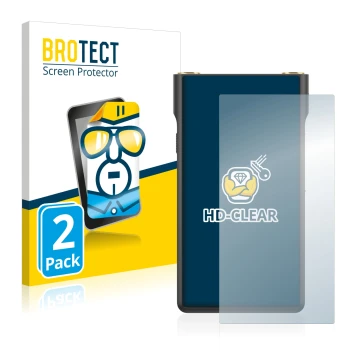 Vorderseite einer Produktverpackung mit dem Markenlogo BROTECT. Daneben ist das Gerät Sony Walkman NW-WM1AM2 mit dem zugehörig