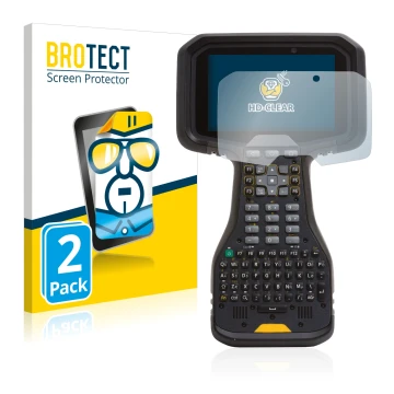 Vorderseite einer Produktverpackung mit dem Markenlogo BROTECT. Daneben ist das Gerät Trimble TSC5 mit dem zugehörigen Display