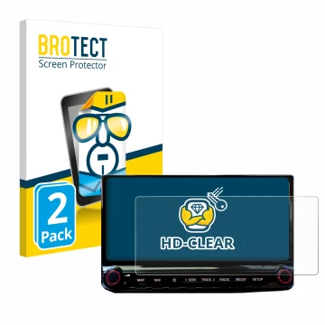 Vorderseite einer Produktverpackung mit dem Markenlogo BROTECT. Daneben ist das Gerät Kia Ceed 2022 Infotainment System 10.25