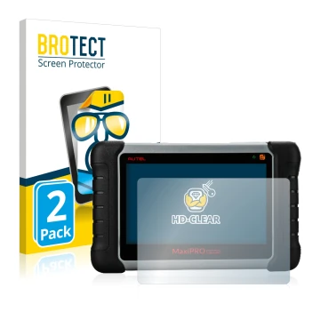 Vorderseite einer Produktverpackung mit dem Markenlogo BROTECT. Daneben ist das Gerät Autel MaxiPRO MP808TS mit dem zugehörige