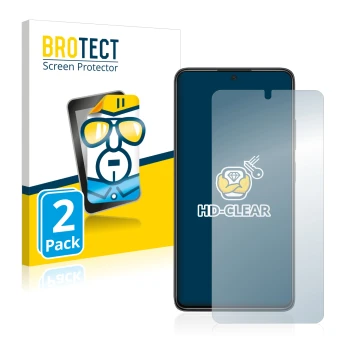 Vorderseite einer Produktverpackung mit dem Markenlogo BROTECT. Daneben ist das Gerät Xiaomi Poco X4 Pro 5G mit dem zugehörige