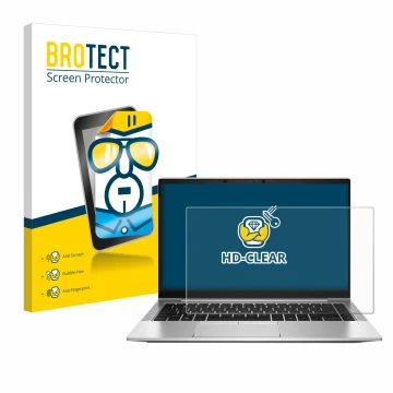 Vorderseite einer Produktverpackung mit dem Markenlogo BROTECT. Daneben ist das Gerät HP EliteBook 845 G8 mit dem zugehörigen 