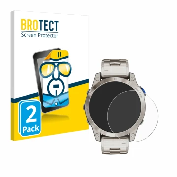 Vorderseite einer Produktverpackung mit dem Markenlogo BROTECT. Daneben ist das Gerät Garmin D2 Mach 1 mit dem zugehörigen Dis