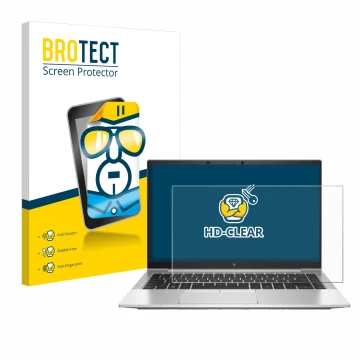 Vorderseite einer Produktverpackung mit dem Markenlogo BROTECT. Daneben ist das Gerät HP EliteBook 845 G7 mit dem zugehörigen 