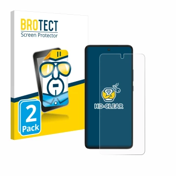 Vorderseite einer Produktverpackung mit dem Markenlogo BROTECT. Daneben ist das Gerät Motorola Edge 30 mit dem zugehörigen Dis