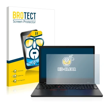 Vorderseite einer Produktverpackung mit dem Markenlogo BROTECT. Daneben ist das Gerät Lenovo ThinkPad L15 Gen 2 mit dem zugehö