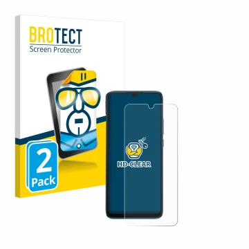 Vorderseite einer Produktverpackung mit dem Markenlogo BROTECT. Daneben ist das Gerät Xiaomi Redmi 10C mit dem zugehörigen Dis