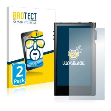 Vorderseite einer Produktverpackung mit dem Markenlogo BROTECT. Daneben ist das Gerät Astell&Kern Kann Max mit dem zugehörigen
