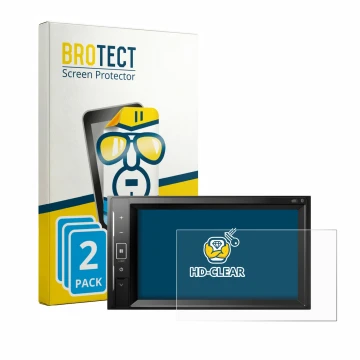 Vorderseite einer Produktverpackung mit dem Markenlogo BROTECT. Daneben ist das Gerät Pioneer AVH-A240DAB mit dem zugehörigen 