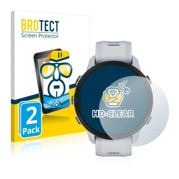 Vorderseite einer Produktverpackung mit dem Markenlogo BROTECT. Daneben ist das Gerät Garmin Forerunner 955 mit dem zugehörige