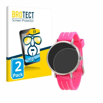 Vorderseite einer Produktverpackung mit dem Markenlogo BROTECT. Daneben ist das Gerät Kiddus Children's Learning Watch mit dem